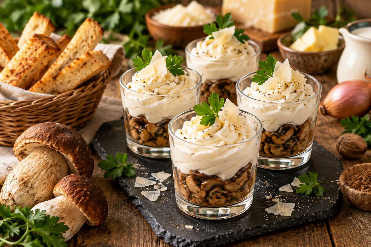 Recette : verrines de cèpes au Parmesan