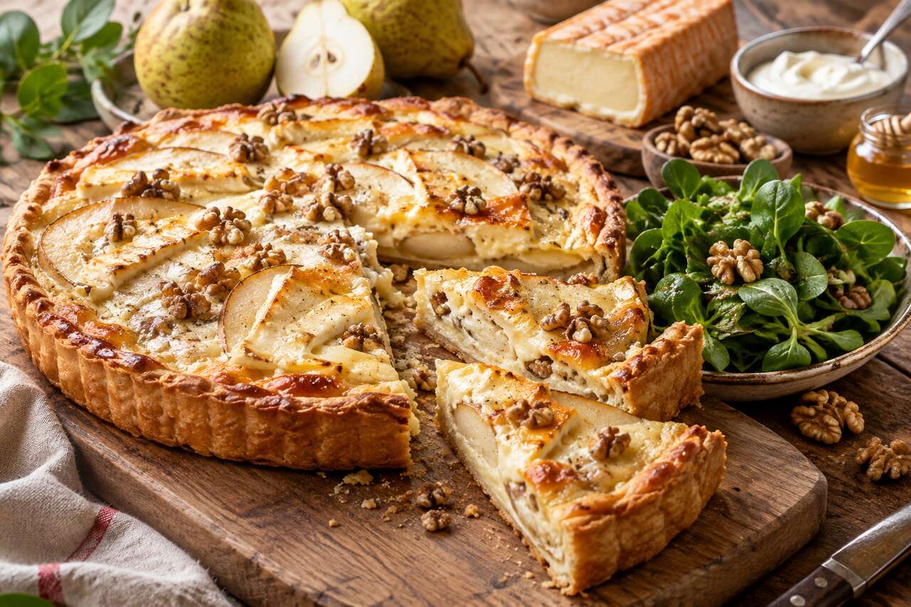 Recette tarte aux poires, noix et Maroilles