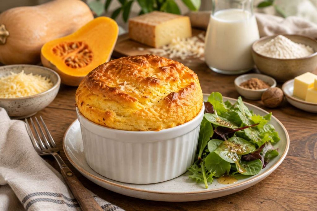 Soufflé au fromage et courge : recette gourmande